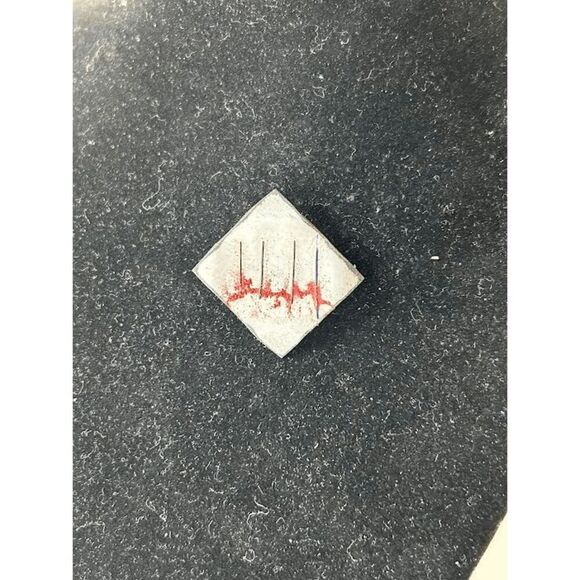 Vintage 90s Modernist Black White & Red Enameled Copper Pin - Abstract Design - Picture 1 of 3